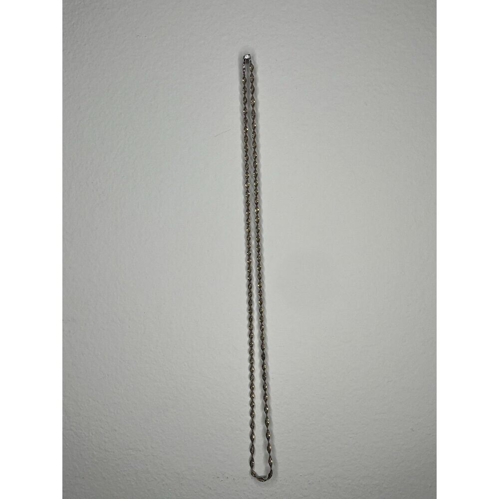 Vintage Two-Tone Rope Chain Necklace, 24-Inch, Silver & Gold Twist Design